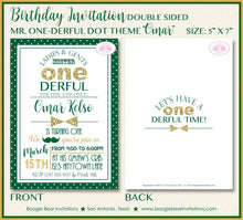 Load image into Gallery viewer, Mr. Wonderful Birthday Party Invitation Bow Tie Little Man Green Gold ONE 1st Boogie Bear Invitations Omar Theme Paperless Printable Printed