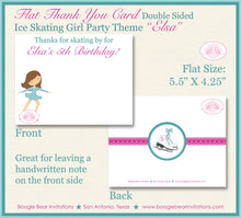 Load image into Gallery viewer, Ice Skating Birthday Party Thank You Card Pink Blue Girl Winter Christmas Skate Chevron Snow Rink Boogie Bear Invitations Elsa Theme Printed