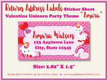Load image into Gallery viewer, Valentine Unicorn Birthday Party Invitation Girl Pink Rainbow Day Love Heart Boogie Bear Invitations Amara Theme Paperless Printable Printed