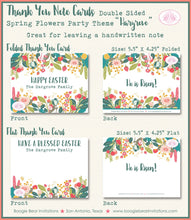 Load image into Gallery viewer, Spring Flowers Party Thank You Card Note Birthday Easter Holiday Dinner Picnic Garden Outdoor Boogie Bear Invitations Hargrove Theme Printed