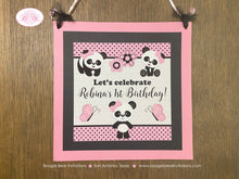 Load image into Gallery viewer, Panda Bear Birthday Party Door Banner Happy Girl Pink Black Tropical Jungle Spot Butterfly Polka Dot Boogie Bear Invitations Robina Theme