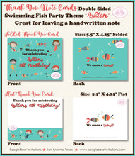 Load image into Gallery viewer, Swimming Fish Party Thank You Cards Birthday Pool Ocean Swim Sea Splash Bash Snorkel Girl Boy Boogie Bear Invitations Ashton Theme Printed