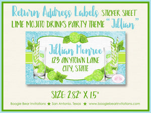 Lime Mojito Birthday Party Invitation Drinks Green Mint Aqua Retro Summer Boogie Bear Invitations Jillian Theme Paperless Printable Printed