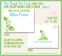 Load image into Gallery viewer, Lime Mojito Thank You Cards Party Note Birthday Drinks Green Mint Aqua Retro Summer Boogie Bear Invitations Jillian Theme Printed