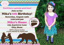 Load image into Gallery viewer, Pink Bear Photo Birthday Party Invitation Girl Grizzly Woodland Forest Retro Boogie Bear Invitations Nika Theme Paperless Printable Printed