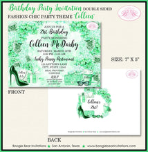 Load image into Gallery viewer, Fashion Chic Birthday Party Invitation Green Black High Heels Shopping Co Boogie Bear Invitations Colleen Theme Paperless Printable Printed
