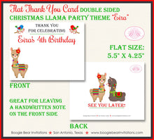 Load image into Gallery viewer, Christmas Llama Birthday Party Thank You Card Note Girl Boy Alpaca Birds Cactus Winter Chalkboard Boogie Bear Invitations Eira Theme Printed