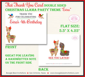 Christmas Llama Birthday Party Thank You Card Note Girl Boy Alpaca Birds Cactus Winter Chalkboard Boogie Bear Invitations Eira Theme Printed