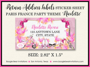 Pink Paris France Birthday Party Invitation Eiffel Tower France Fashion Boogie Bear Invitations Nicolette Theme Paperless Printable Printed