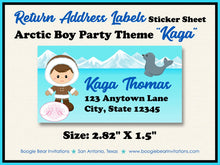 Load image into Gallery viewer, Boy Eskimo Blue Birthday Party Invitation Seal Bear Wolf Arctic Polar Tundra Boogie Bear Invitations Kaga Theme Paperless Printable Printed