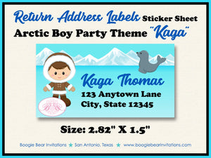 Boy Eskimo Blue Birthday Party Invitation Seal Bear Wolf Arctic Polar Tundra Boogie Bear Invitations Kaga Theme Paperless Printable Printed