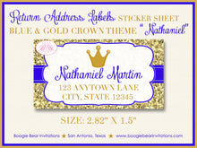 Load image into Gallery viewer, Royal Blue Gold Crown Party Invitation Birthday Boy Prince King Castle Boogie Bear Invitations Nathaniel Theme Paperless Printable Printed