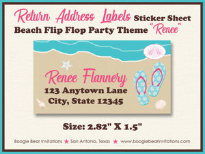 Beach Girl Birthday Party Invitation Flip Flop Swimming Ocean Pool Seashell Boogie Bear Invitations Renee Theme Paperless Printable Printed