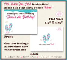 Load image into Gallery viewer, Beach Girl Party Thank You Cards Birthday Flip Flop Swimming Ocean Pool Seashell Pink Boogie Bear Invitations Renee Theme Printed