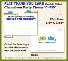 Load image into Gallery viewer, Chameleon Party Thank You Card Birthday Wild Animals Rainforest Amazon Jungle Safari Rain Forest Boogie Bear Invitations Chris Theme Printed