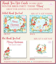 Load image into Gallery viewer, Red Cardinal Bird Party Thank You Cards Flat Folded Note Christmas Winter Tree Ornament Present Boogie Bear Invitations Olson Theme Printed
