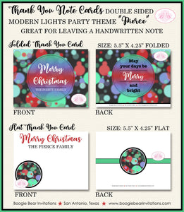 Christmas Winter Party Thank You Cards Flat Folded Note Holiday Cheer New Year's Modern Lights Boogie Bear Invitations Pierce Theme Printed