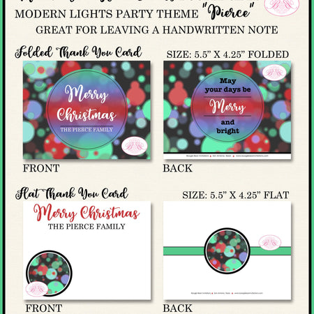 Christmas Winter Party Thank You Cards Flat Folded Note Holiday Cheer New Year's Modern Lights Boogie Bear Invitations Pierce Theme Printed