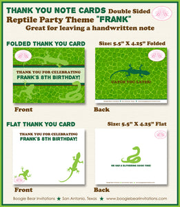 Reptile Birthday Party Thank You Card Snake Leaf Frog Toad Snake Amazon Jungle Rain Forest Green Boogie Bear Invitations Frank Theme Printed