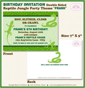 Reptile Birthday Party Invitation Snake Lizard Frog Rain Forest Jungle Gecko Boogie Bear Invitations Frank Theme Paperless Printable Printed