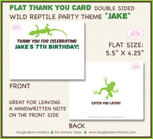 Load image into Gallery viewer, Reptile Birthday Party Thank You Card Snake Leaf Frog Toad Snake Amazon Jungle Rain Forest Green Boogie Bear Invitations Jake Theme Printed