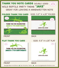 Load image into Gallery viewer, Reptile Birthday Party Thank You Card Snake Leaf Frog Toad Snake Amazon Jungle Rain Forest Green Boogie Bear Invitations Jake Theme Printed