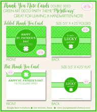 Load image into Gallery viewer, St. Patrick&#39;s Day Thank You Cards Party Note Irish Green Lucky Shamrock Art Deco Holiday Boogie Bear Invitations McGillvary Theme Printed