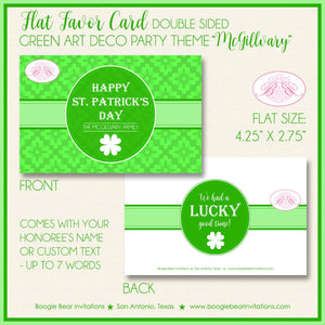 St. Patrick's Day Favor Party Card Appetizer Tent Place Food Tag Irish Green Lucky Shamrock Holiday Boogie Bear Invitations McGillvary Theme