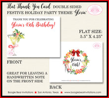 Load image into Gallery viewer, Red Christmas Birthday Thank You Cards Note Holiday Flower Winter Holly Garland Gingham Picnic Boogie Bear Invitations Gloria Theme Printed