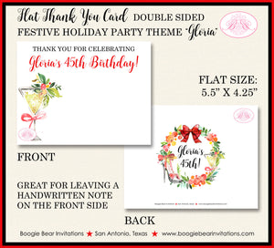 Red Christmas Birthday Thank You Cards Note Holiday Flower Winter Holly Garland Gingham Picnic Boogie Bear Invitations Gloria Theme Printed