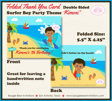 Load image into Gallery viewer, Surfer Boy Birthday Party Thank You Card Note Beach Swimming Surf Ocean Pool Swim Summer Aloha Boogie Bear Invitations Kimoni Theme Printed