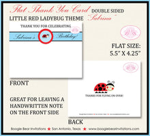 Load image into Gallery viewer, Red Ladybug Party Thank You Card Note Birthday Garden Little Flower Red Black Blue Lady Bug Boogie Bear Invitations Sabrina Theme Printed