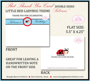 Red Ladybug Party Thank You Card Note Birthday Garden Little Flower Red Black Blue Lady Bug Boogie Bear Invitations Sabrina Theme Printed