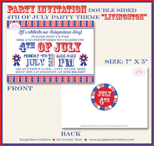 Stars Stripes 4th of July Party Invitation Flag Independence Day USA Boogie Bear Invitations Livingston Theme Paperless Printable Printed