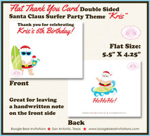 Load image into Gallery viewer, Santa Claus Birthday Party Thank You Card Beach Christmas Tropical Winter Surfer Ocean Swimming Boogie Bear Invitations Kris Theme Printed