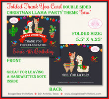 Load image into Gallery viewer, Christmas Llama Birthday Party Thank You Card Note Girl Boy Alpaca Birds Cactus Winter Chalkboard Boogie Bear Invitations Eira Theme Printed