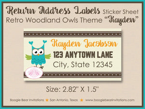 Forest Owls Birthday Party Invitation Photo Boy Girl Retro Woodland Birds Boogie Bear Invitations Kayden Theme Paperless Printable Printed