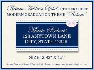 Modern Photo Graduation Announcement Party Boy Girl Navy Blue Light Sky Boogie Bear Invitations Roberts Theme Paperless Printable Printed