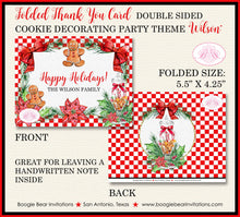 Load image into Gallery viewer, Cookie Decorating Party Thank You Card Note Christmas Red Gingerbread Poinsettia Candycane Kids Boogie Bear Invitations Wilson Theme Printed