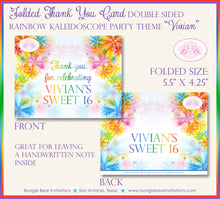 Load image into Gallery viewer, Rainbow Birthday Party Thank You Card Note Painting Girl Kaleidoscope Bokeh Flower Boogie Bear Invitations Vivian Theme Printed