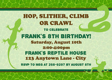 Load image into Gallery viewer, Reptile Birthday Party Invitation Snake Lizard Frog Rain Forest Jungle Gecko Boogie Bear Invitations Frank Theme Paperless Printable Printed