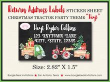 Load image into Gallery viewer, Christmas Tractor Birthday Party Invitation Truck Red Green Tree Chalkboard Farm Country Trailer Boogie Bear Invitations Hoyt Theme Printed