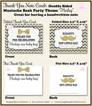 Load image into Gallery viewer, Mustache Bash Party Thank You Card Note Baby Shower Bow Tie Little Man Boy Black Gold Onederful Boogie Bear Invitations Harley Theme Printed