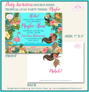 Luau Beach Birthday Party Invitation Tropical Girl Ocean Tiki Flamingo Bird Boogie Bear Invitations Maylee Theme Paperless Printable Printed