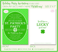 Load image into Gallery viewer, St. Patrick&#39;s Day Party Invitation Irish Green Lucky Shamrock Art Deco Boogie Bear Invitations McGillvary Theme Paperless Printable Printed