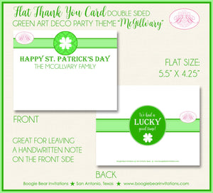 St. Patrick's Day Thank You Cards Party Note Irish Green Lucky Shamrock Art Deco Holiday Boogie Bear Invitations McGillvary Theme Printed