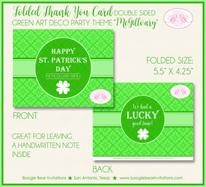 St. Patrick's Day Thank You Cards Party Note Irish Green Lucky Shamrock Art Deco Holiday Boogie Bear Invitations McGillvary Theme Printed