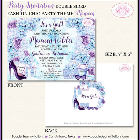 Fashion Chic Baby Shower Invitation Lavender Blue Purple Birthday Party Co Boogie Bear Invitations Maureen Theme Paperless Printable Printed