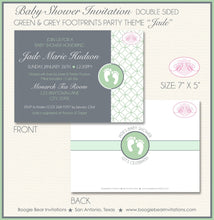 Load image into Gallery viewer, Green Grey Footprints Baby Shower Invitation Gender Neutral Circle Boy Girl Boogie Bear Invitations Jade Theme Paperless Printable Printed