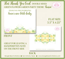 Load image into Gallery viewer, Flower Garden Green Thank You Card Note Baby Shower Party Spring Summer Floral Grow Yellow Green Boogie Bear Invitations Laura Theme Printed